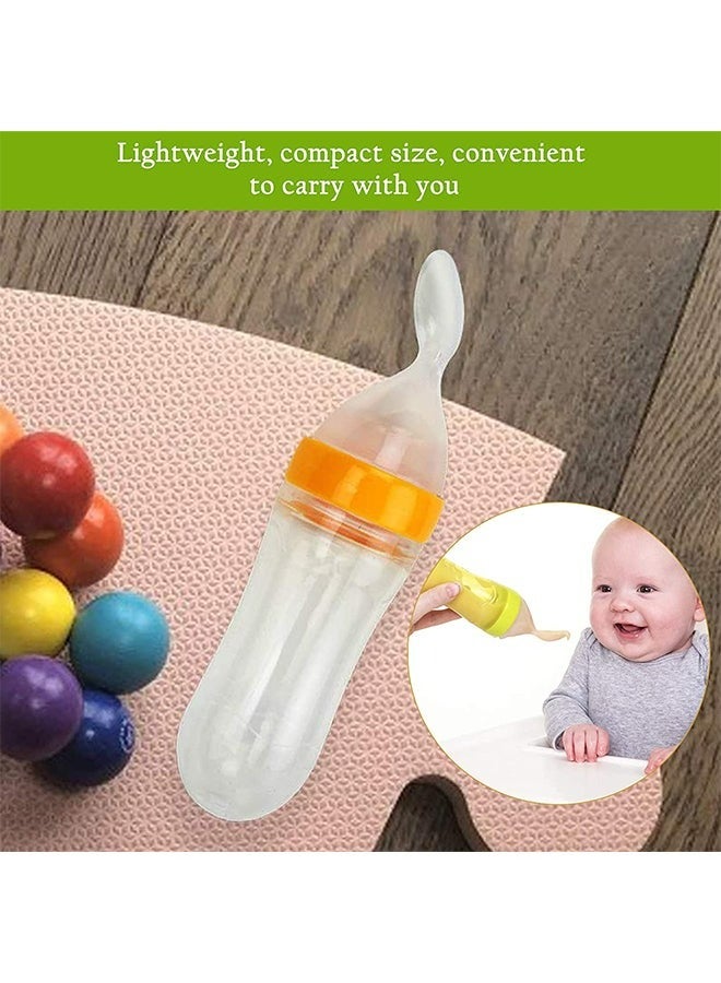 RollsTimi  Leak-proof Food Dispensing Silicone Baby Feeding Bottle and Spoon, Yellow Clear - Image 2