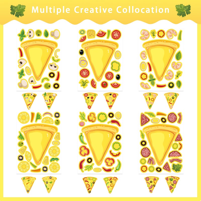 DUJAA 24 Sheets Make Your Own Pizza Stickers for Kids, Pizza Party & Family Night, Food Stickers, Motivational Reward Stickers for Teachers and Students - Image 2