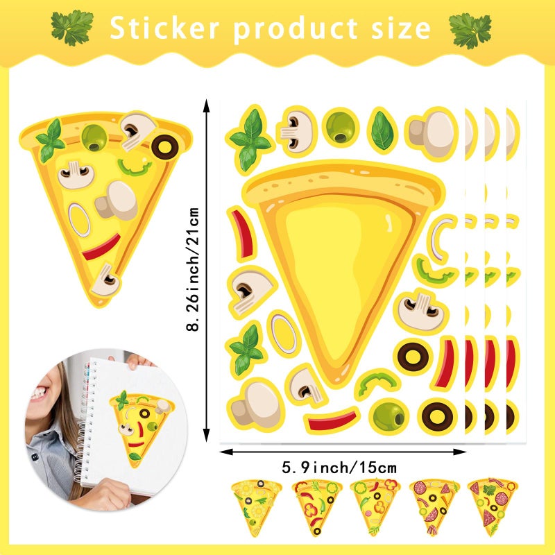 DUJAA 24 Sheets Make Your Own Pizza Stickers for Kids, Pizza Party & Family Night, Food Stickers, Motivational Reward Stickers for Teachers and Students - Image 4