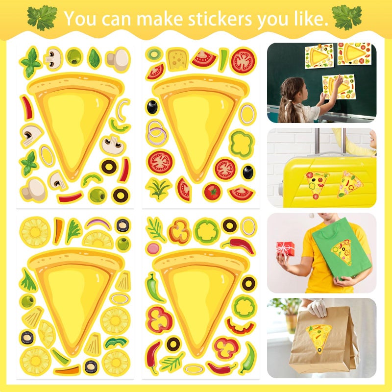 DUJAA 24 Sheets Make Your Own Pizza Stickers for Kids, Pizza Party & Family Night, Food Stickers, Motivational Reward Stickers for Teachers and Students - Image 5