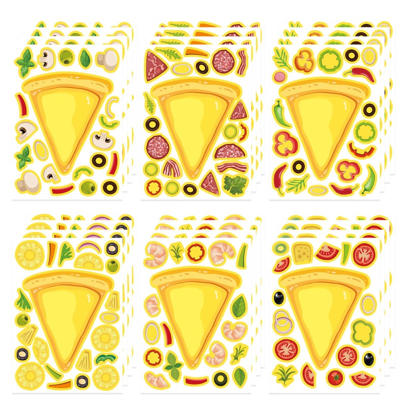 DUJAA 24 Sheets Make Your Own Pizza Stickers for Kids, Pizza Party & Family Night, Food Stickers, Motivational Reward Stickers for Teachers and Students - Image 1