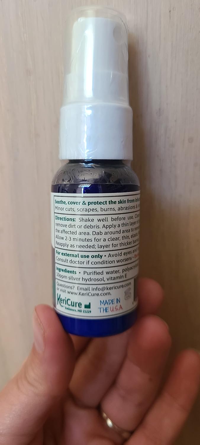 KeriCure Natural Shield Silver Liquid Bandage Spray with Healing Hydrosol StingFree Skin Protection for Cuts Burns Scrapes USA Made First Aid Flex Seal Creates Protective Layer - Image 2