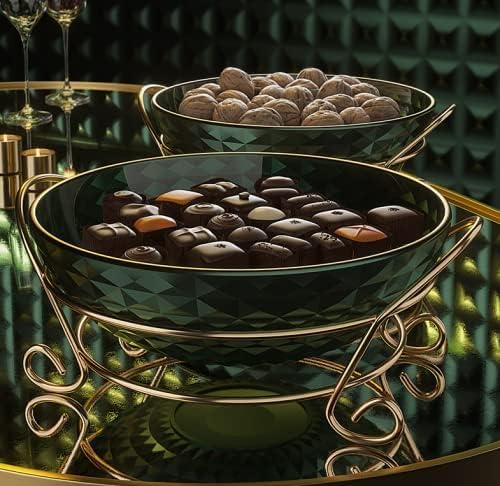 Suicune Suicune Fruit Basket for Kitchen Light Luxury Fruit Plate Golden Iron Frame Coffee Table Snack Home Plate Office Living Room Fruit Plate Rack  - Image 3