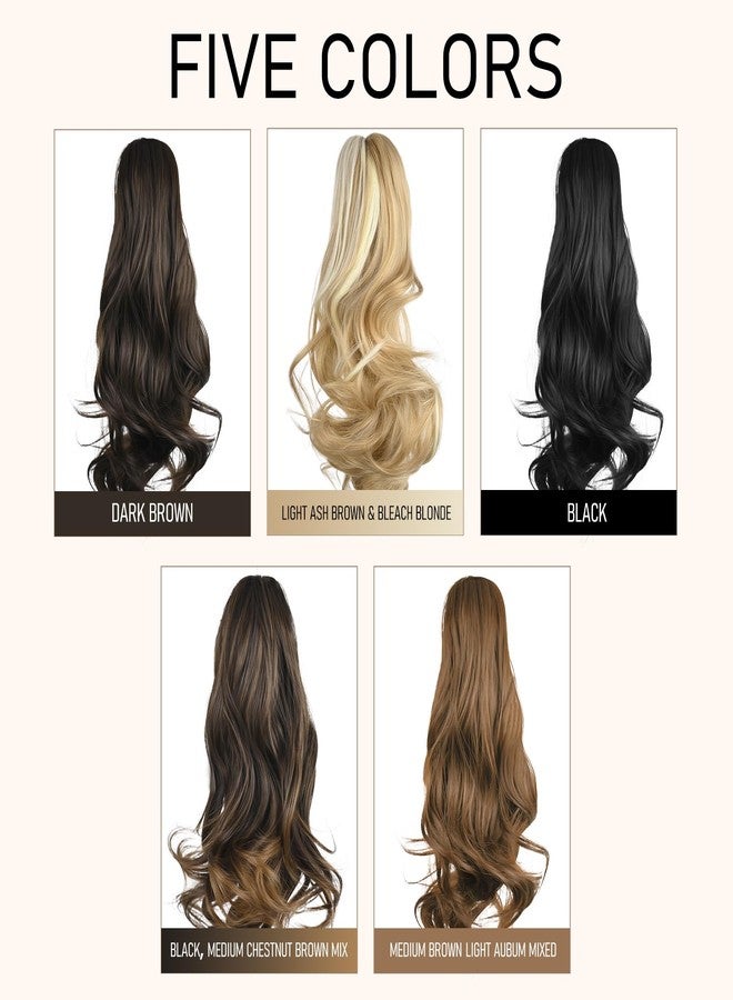 FREEORR Claw Clip Ponytail Hair Extension, 14”Ponytail Clip in Claw Hair Extension, Long Curly Claws Clips in Pony Tail Extensions for Women, Natural Hairpiece- Dark Brown - Image 5