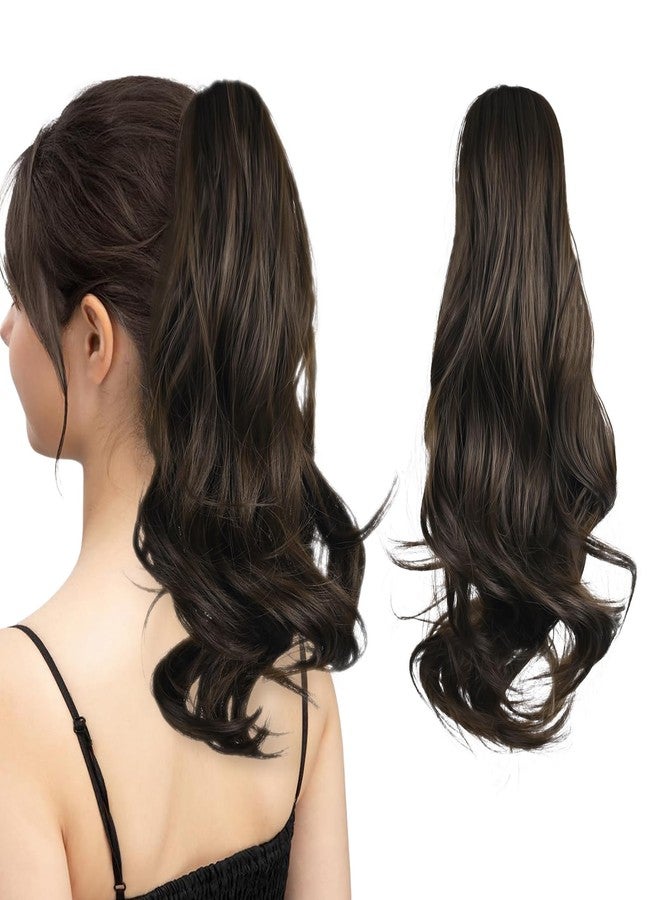 FREEORR Claw Clip Ponytail Hair Extension, 14”Ponytail Clip in Claw Hair Extension, Long Curly Claws Clips in Pony Tail Extensions for Women, Natural Hairpiece- Dark Brown - Image 1