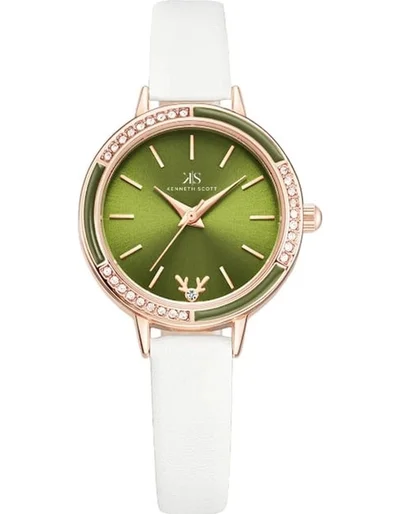 KENNETH SCOTT Kenneth Scott K23511-RLWH Women's Analog Display Watch & Polyurethane Strap White