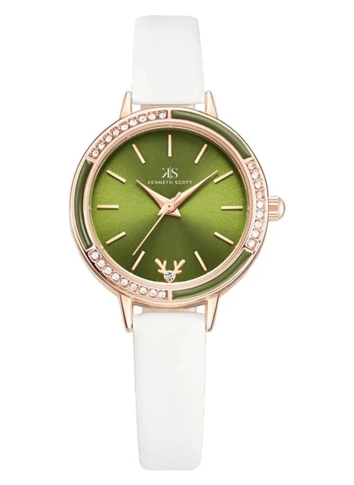 KENNETH SCOTT Kenneth Scott K23511-RLWH Women's Analog Display Watch & Polyurethane Strap White