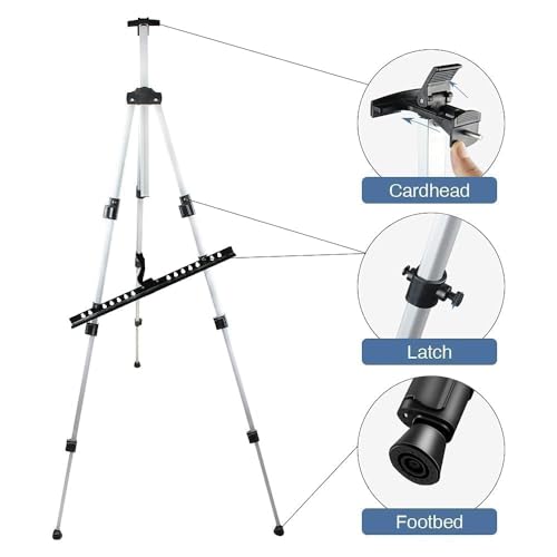 RRFTOK Art Easel Stand for Painting and Sign - RRFTOK Aluminum 66 Inch Metal Tripod Adjustable Portable Easels for Display - Canvas Stand for Table Top Floor Drawing for Artists Adult Holder or Teen - Image 5