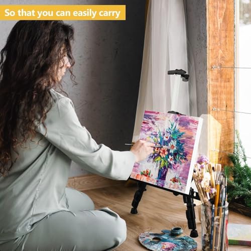 RRFTOK Art Easel Stand for Painting and Sign - RRFTOK Aluminum 66 Inch Metal Tripod Adjustable Portable Easels for Display - Canvas Stand for Table Top Floor Drawing for Artists Adult Holder or Teen - Image 3