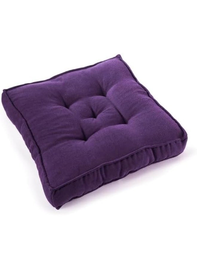 Cotton Square Cushion, 45 x 45 cm, Indoor Throw Pillow with Zipper, Solid Pattern, Medium Firmness, Washable (Mauve)