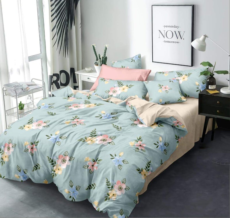 TIB 130 GSM Cotton Feel Polycotton Quilt Cover Blanket Cover Razai Duvet Cover for Double Size Duvets with Zip King Size Duvet Cover 90x 100 Green