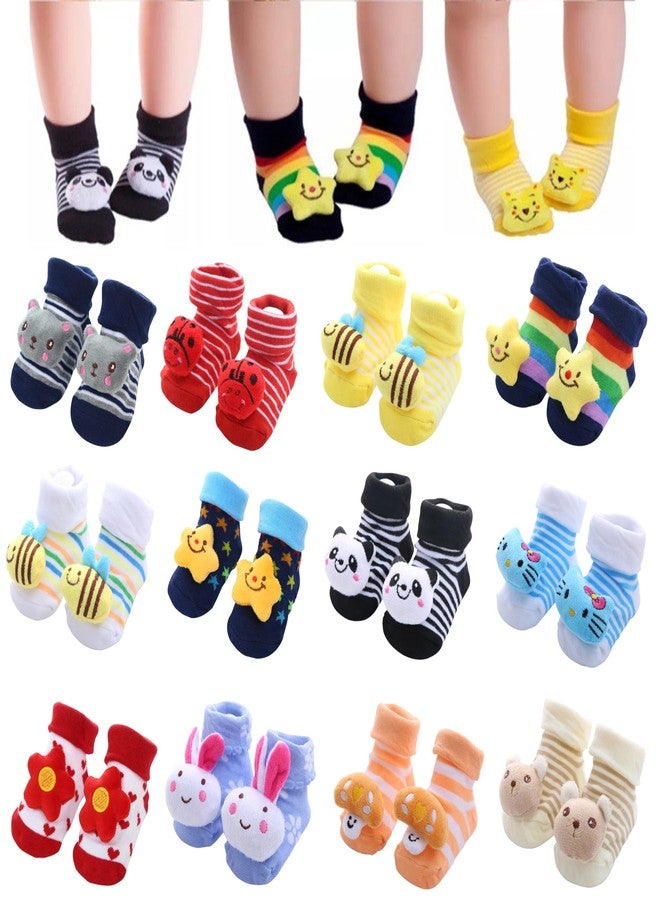 Kidbee Baby Colourful Cartoon Face Socks Ankle length (0-12 Months) (Boys Multicolor, 2) - Image 2
