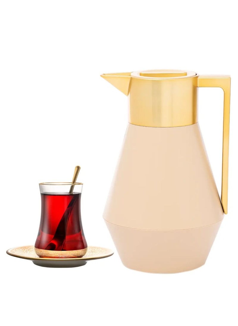 Alsaif Gallery Everest thermos Lydia 1 liter beige golden hand  - Image 1