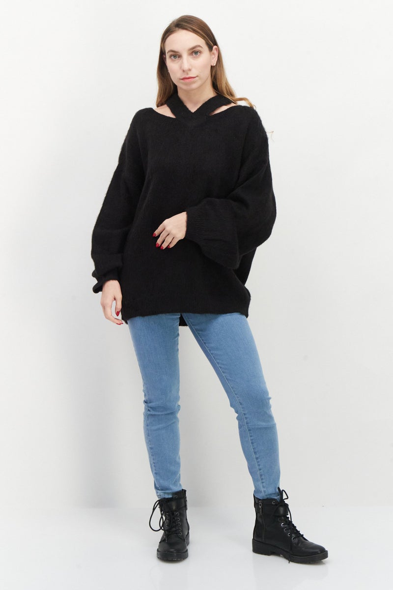 Replay Women Halter Neck Knitted Sweaters, Black  - Image 3