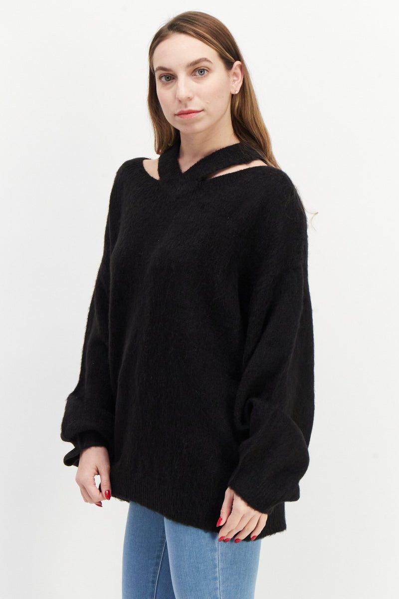 Replay Women Halter Neck Knitted Sweaters, Black  - Image 4