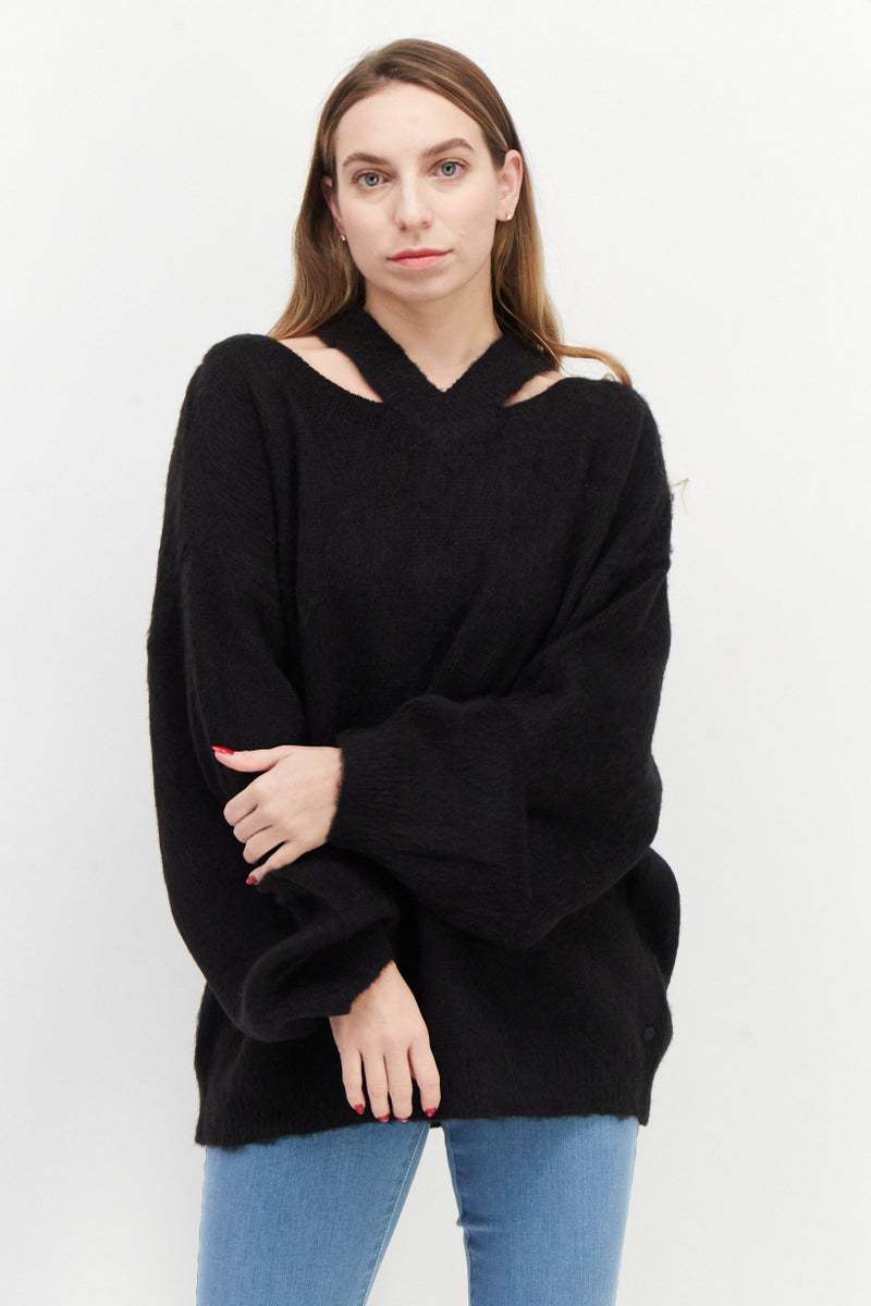 Replay Women Halter Neck Knitted Sweaters, Black  - Image 1