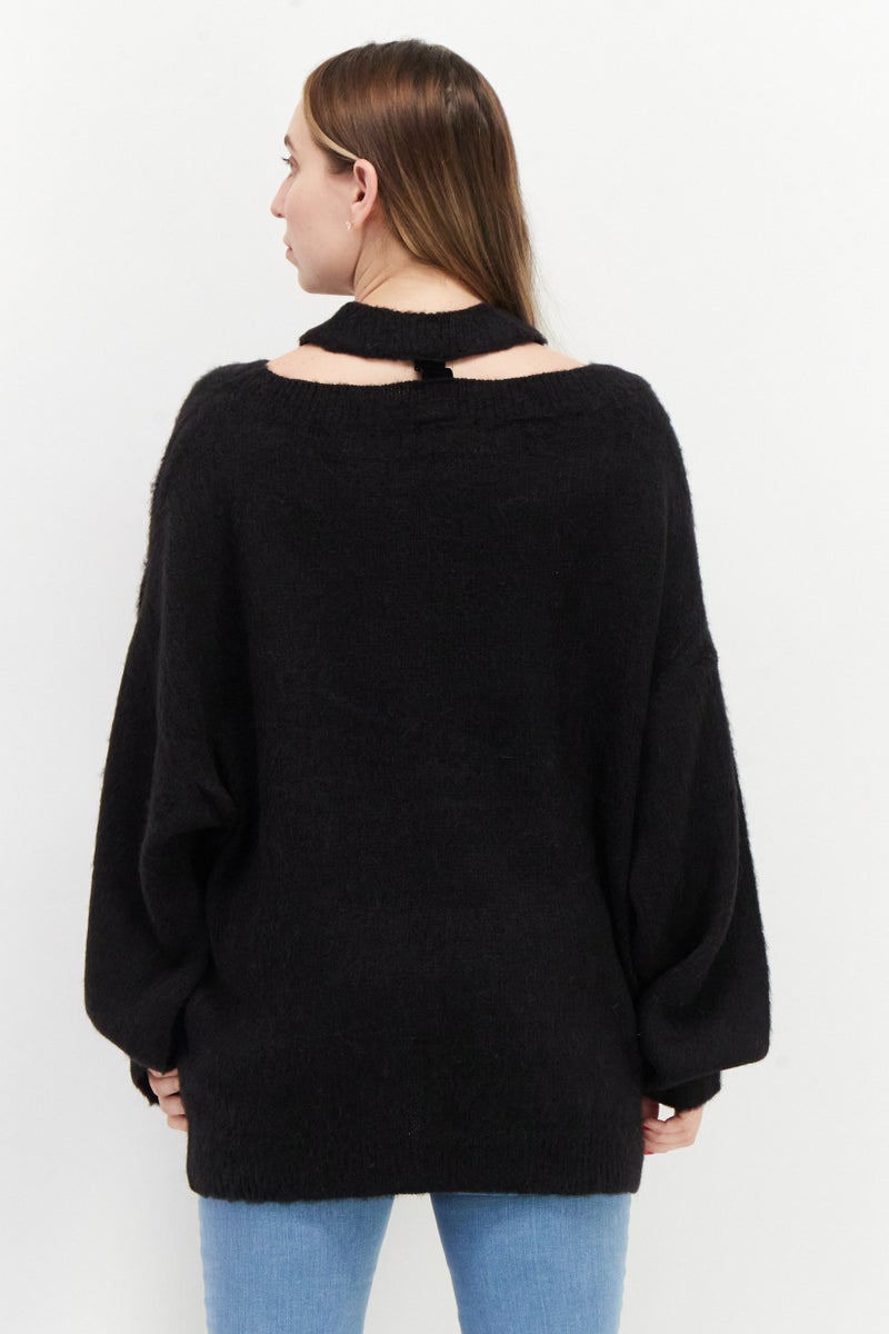 Replay Women Halter Neck Knitted Sweaters, Black  - Image 2