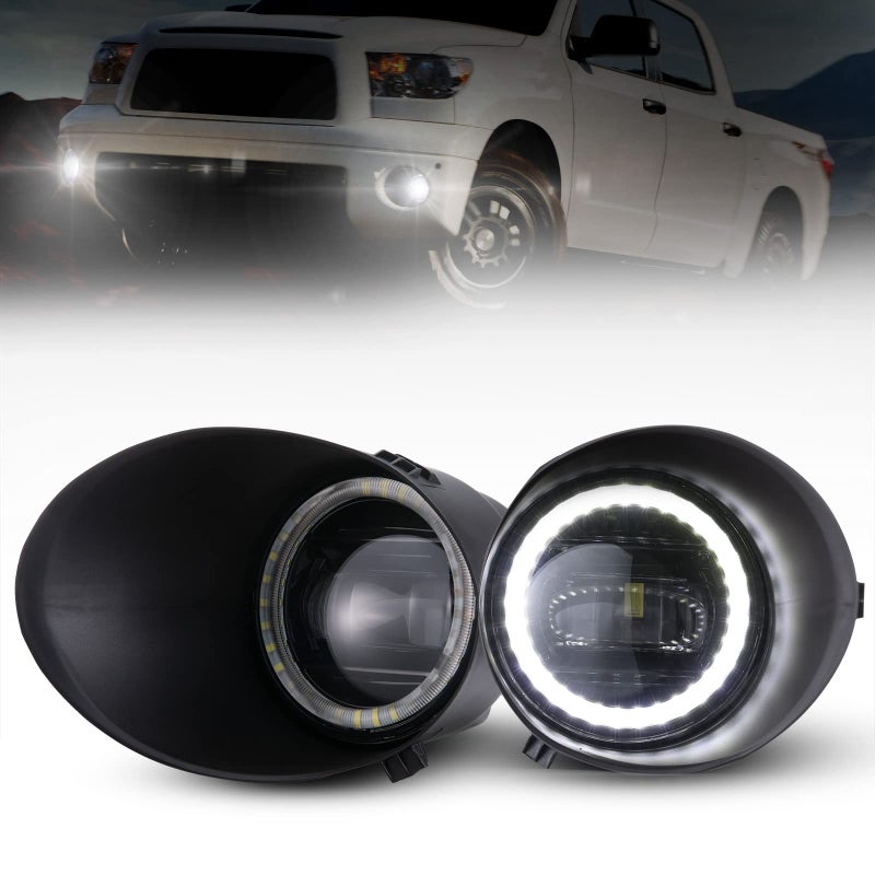 BUNKER INDUST LED Fog Light with Daytime Running Lights for Toyota Tundra 20072013Sequoia 20082011 Clear Lens OEM Driving DRL Bumper Fog Lamp Assembly Kit