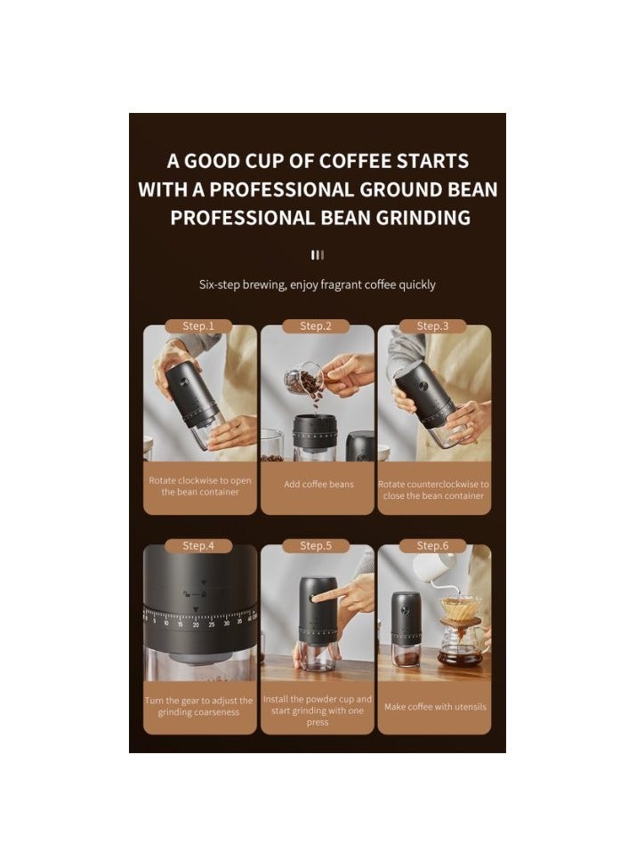 Portable electric coffee grinder, rechargeable electric coffee grinder with 40 adjustable settings,35g Capacity， with conical ceramic burrs, home office travel outdoor coffee bean grinder  - Image 5