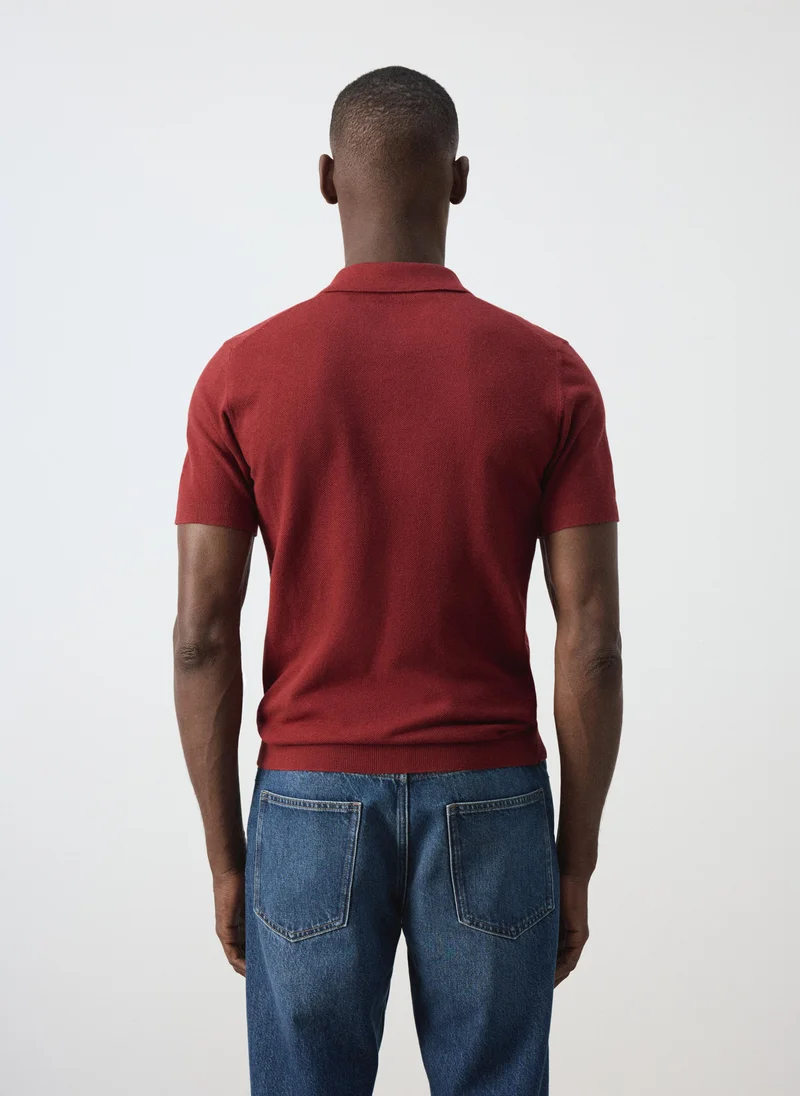 Mango Man Fine Knit Cotton Blend Polo