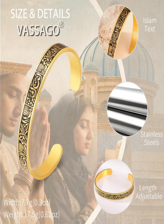 VASSAGO Ayatul Kursi Bracelet for Women Men Islamic Gifts Muslim Allah Quran Openable Bangles Arabic Calligraphy Lotus Flower Cuff Bracelets Islam Eid Ramadan Jewelry (Islamic Bracelet-G) - Image 5