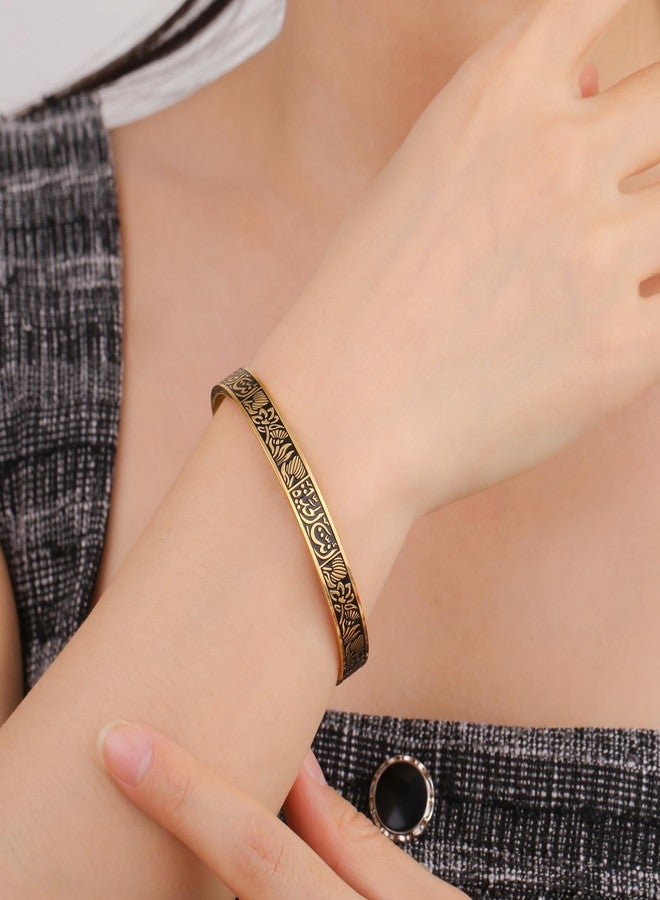 VASSAGO Ayatul Kursi Bracelet for Women Men Islamic Gifts Muslim Allah Quran Openable Bangles Arabic Calligraphy Lotus Flower Cuff Bracelets Islam Eid Ramadan Jewelry (Islamic Bracelet-G) - Image 4