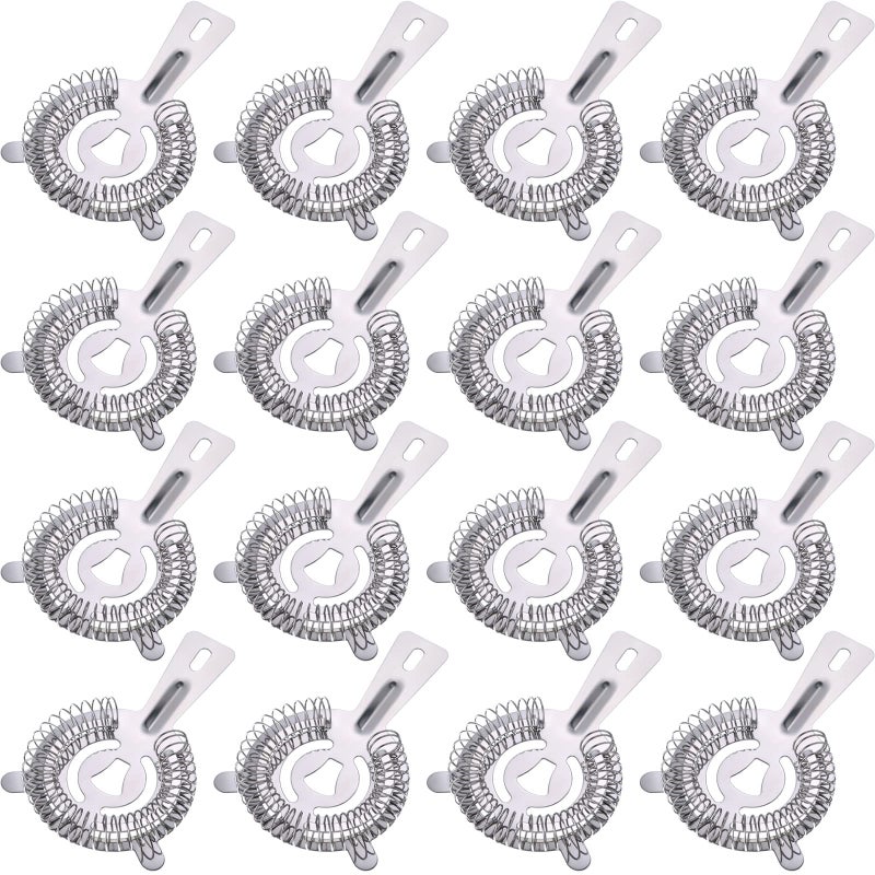 Perthlin Perthlin 16 Pcs Bar Bartender Strainer Stainless Steel Drink Cocktail Strainers Silver Shaker Ice Bar Shelf or Bartenders Mixologists Drinking Water Filtering 