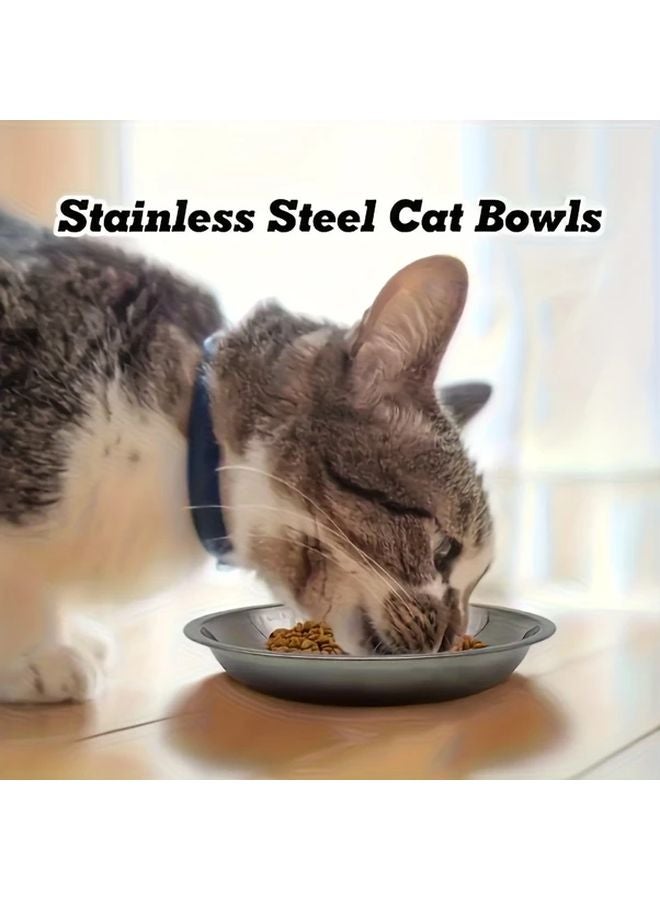 3 قطع من أوعية القطط المصنوعة من الفولاذ المقاوم للصدأ مقاومة للانزلاق، صحون طعام وشراب آمنة في غسالة الصحون - Image 4