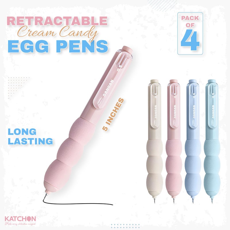 KatchOn Macaroon Egg Pens - Pack of 4 | 0.5mm Fine Tip Gel Pens with Soft Grip | Cute Pastel Pens for Students, Teachers, Journaling, Nurse Aesthetic Office School Supplies, Gifts for Women and Men - Image 2