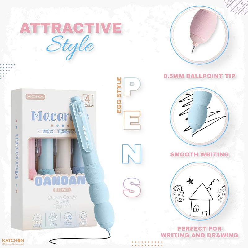 KatchOn Macaroon Egg Pens - Pack of 4 | 0.5mm Fine Tip Gel Pens with Soft Grip | Cute Pastel Pens for Students, Teachers, Journaling, Nurse Aesthetic Office School Supplies, Gifts for Women and Men - Image 3