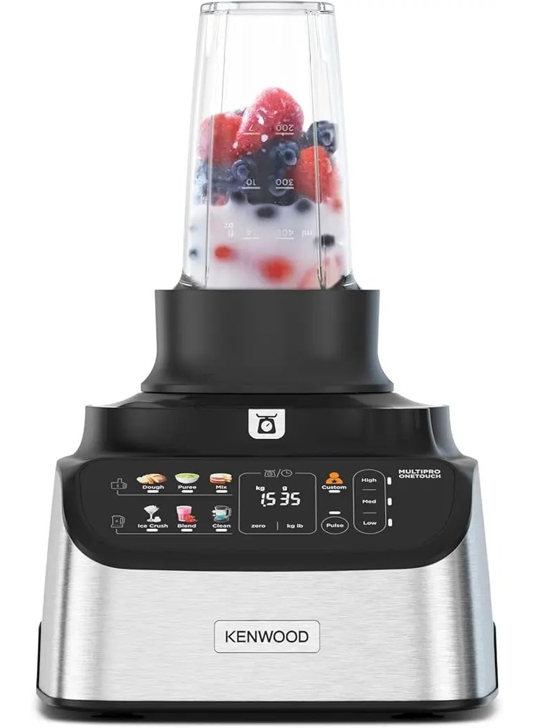 Kenwood MultiPro OneTouch Food Processor, 1000W, Mixer, 3 in 1 Compact Processor, 3L Bowl, 1.5L Glass Blender, 12 Accessories, 6 Automatic Programs, Variable Speed & Pulse Function, Integrated Scale, FDM73.980SS, Silver 3 L 1000 W FDM73.980SS silver - Image 2