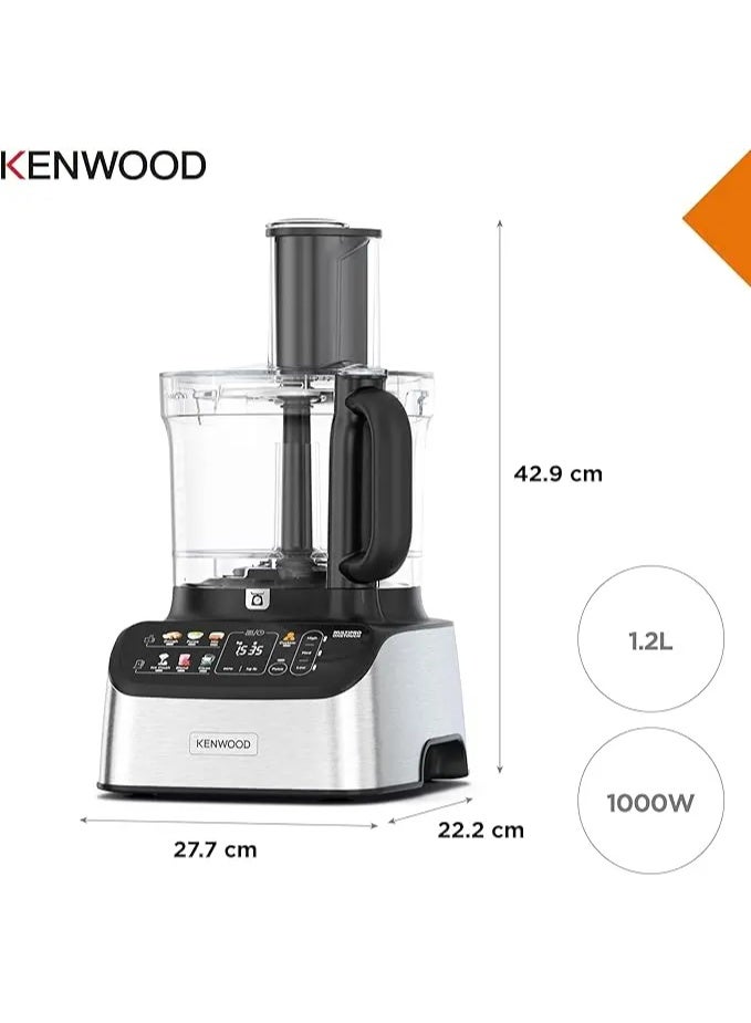 Kenwood MultiPro OneTouch Food Processor, 1000W, Mixer, 3 in 1 Compact Processor, 3L Bowl, 1.5L Glass Blender, 12 Accessories, 6 Automatic Programs, Variable Speed & Pulse Function, Integrated Scale, FDM73.980SS, Silver 3 L 1000 W FDM73.980SS silver - Image 3
