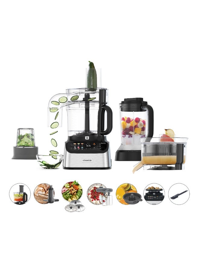 Kenwood MultiPro OneTouch Food Processor, 1000W, Mixer, 3 in 1 Compact Processor, 3L Bowl, 1.5L Glass Blender, 12 Accessories, 6 Automatic Programs, Variable Speed & Pulse Function, Integrated Scale, FDM73.980SS, Silver 3 L 1000 W FDM73.980SS silver - Image 1