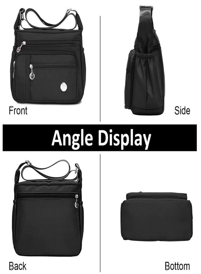 PALAY® Womens Crossbody Bag Nylon Waterproof Multipocket Sling Adjustable Shoulder Strap Black 25x21x10cm 3 PCS - Image 4