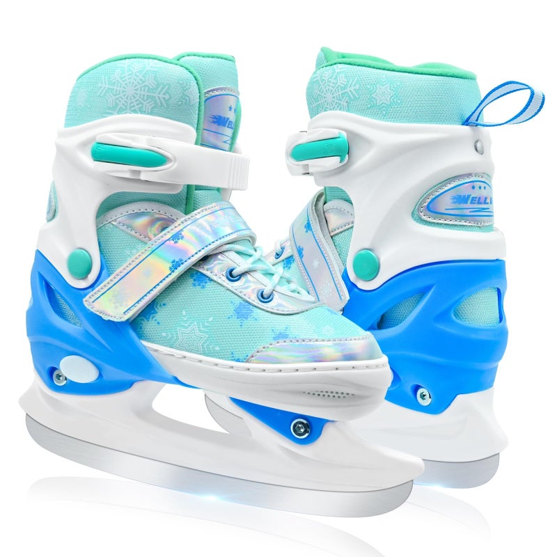 WELLWON Ice Skate for Kids Boys Girls, Adjustable Blades Iceskates, Ice Hockey Skates Size S for Beginner Age 4-6 - Image 1