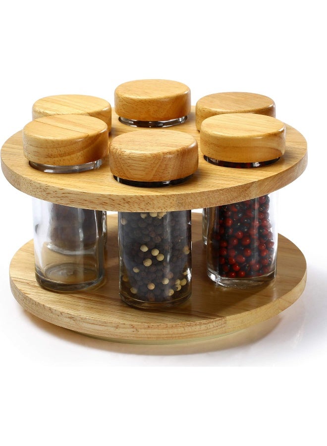 Billi 6Pcs Spice Bottle with Wooden Lid & Stand - Image 1