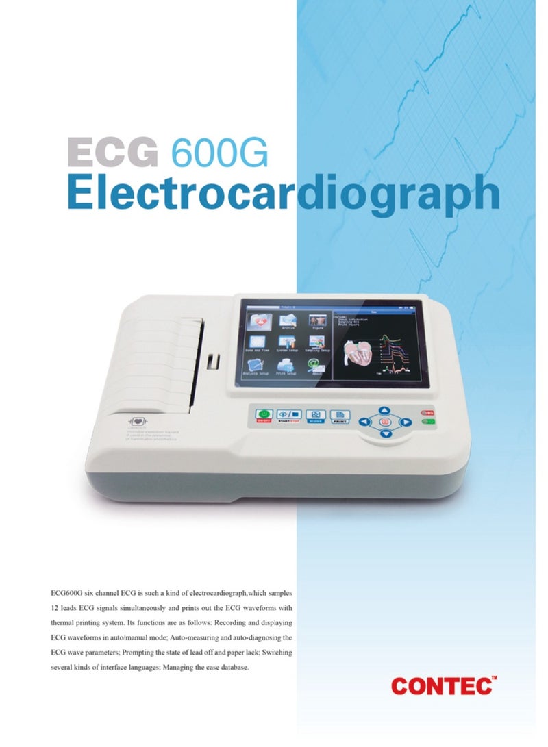 CONTEC جهاز تخطيط القلب الكهربائي الرقمي CONTEC ECG600G ذو 12 سلكًا EKG CE - Image 1