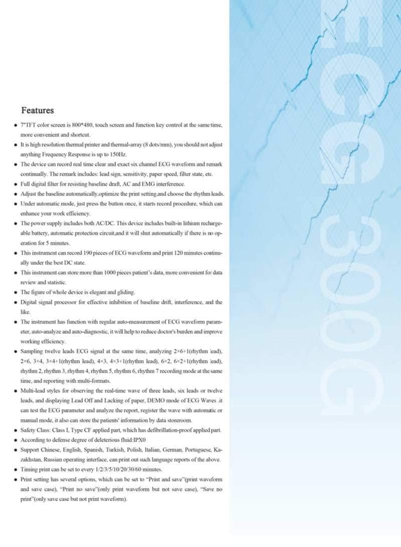 CONTEC جهاز تخطيط القلب الكهربائي الرقمي CONTEC ECG600G ذو 12 سلكًا EKG CE - Image 2
