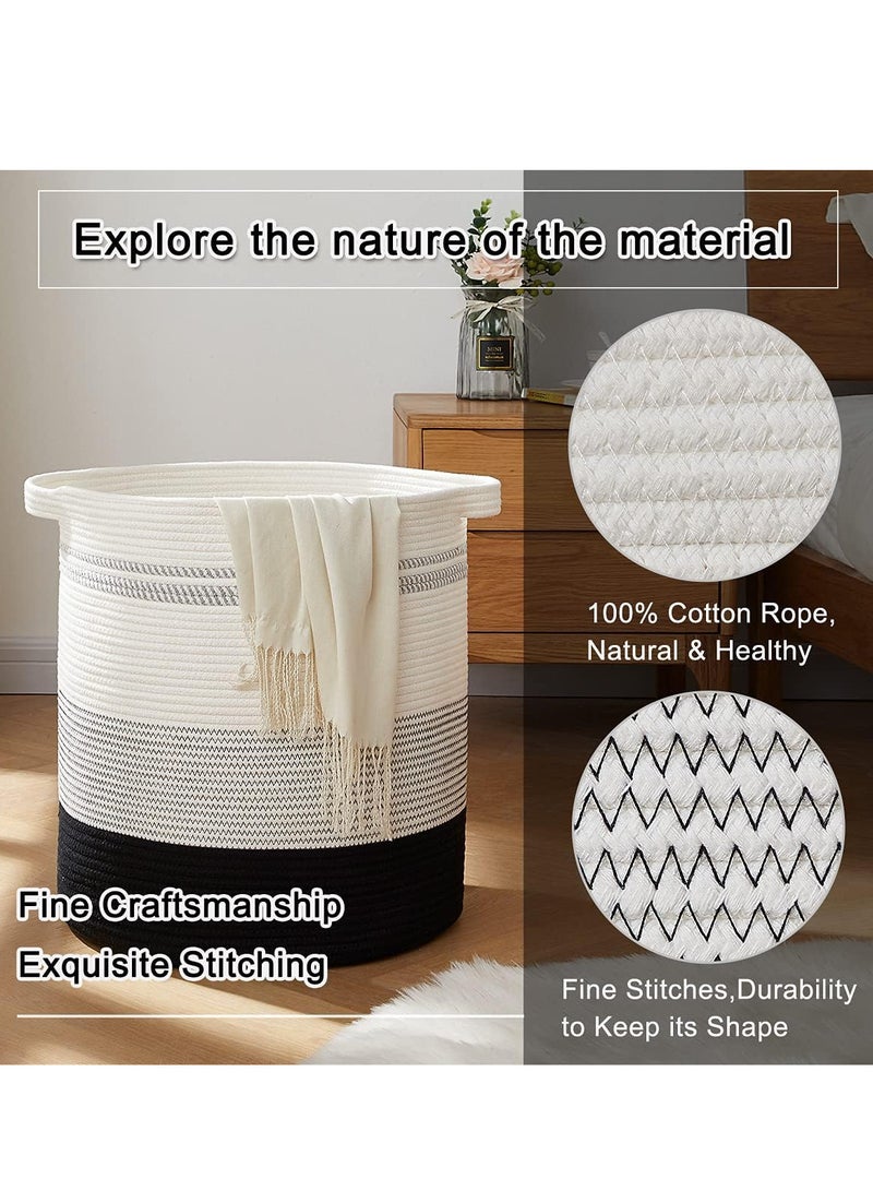 80L Laundry Hamper,Storage Basket with Handles,Decorative Basket for Living room,Woven Storage Basket for Toys Bin,Pillows, Blankets,Clothes 20x18in Gradient Dark - Image 2