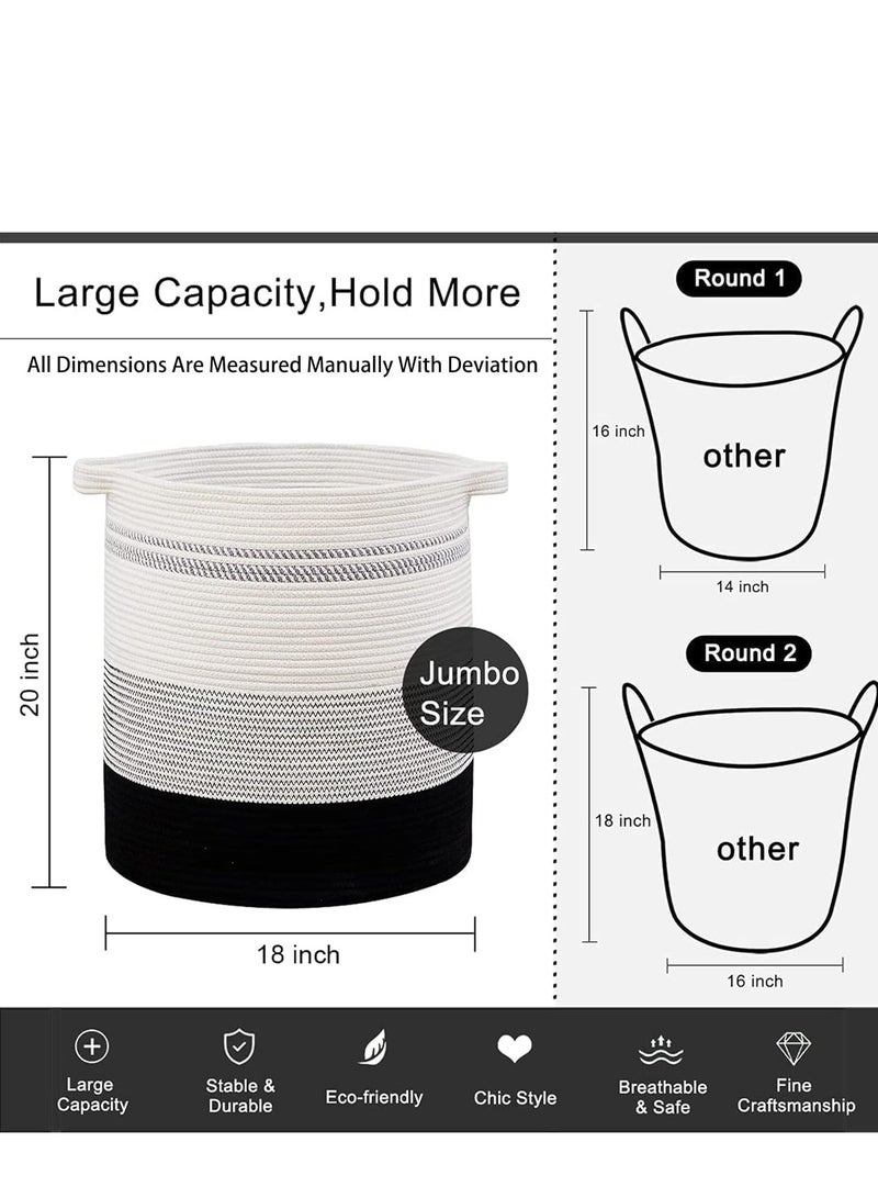 80L Laundry Hamper,Storage Basket with Handles,Decorative Basket for Living room,Woven Storage Basket for Toys Bin,Pillows, Blankets,Clothes 20x18in Gradient Dark - Image 3