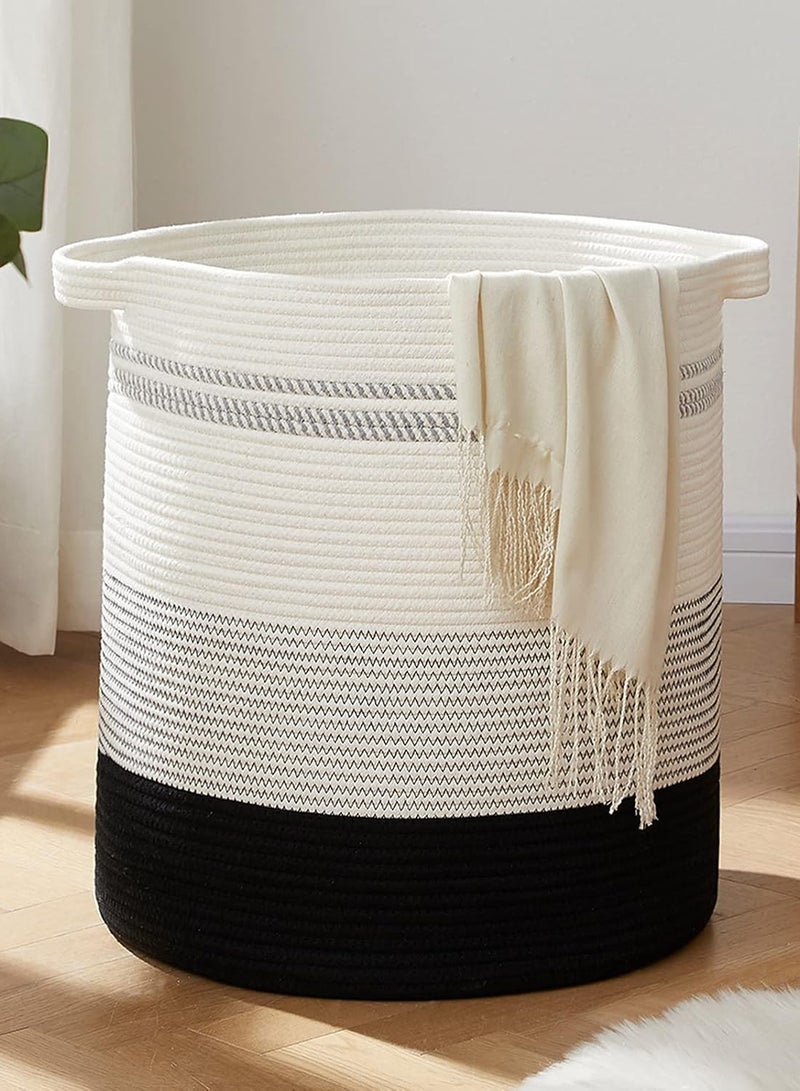 80L Laundry Hamper,Storage Basket with Handles,Decorative Basket for Living room,Woven Storage Basket for Toys Bin,Pillows, Blankets,Clothes 20x18in Gradient Dark - Image 1