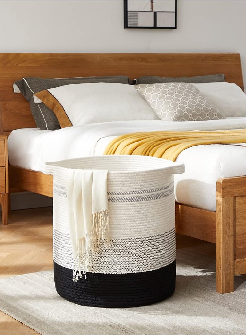 80L Laundry Hamper,Storage Basket with Handles,Decorative Basket for Living room,Woven Storage Basket for Toys Bin,Pillows, Blankets,Clothes 20x18in Gradient Dark - Image 4