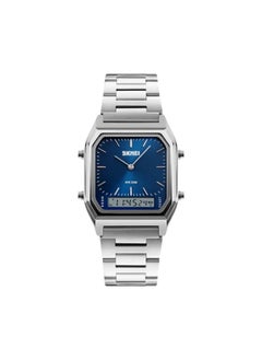 SKMEI Skmei 1220 Stainless Steel Silver Blue Wrist Watches Square Face Classic Analog Digital Watch Men Women 