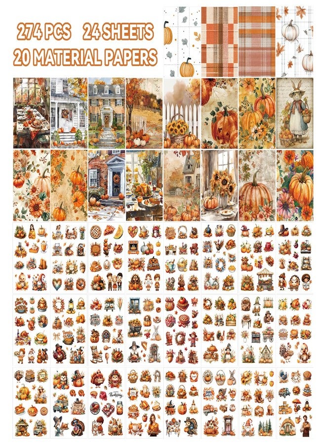 PRSTINCOL ThankfulFall Thanksgiving Sticker Book, 44 Sheets 294 Pcs Autumn Themed Stickers for DIY Crafts, Scrapbooking, DIY Thanksgiving Parties(14+) - Image 3