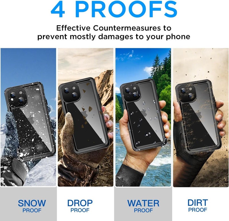 ايه اي كيس غطاء مقاوم للماء لهاتف iPhone 13 Mini (5.4 بوصة) مقاوم للثلوج والغبار والصدمات، معتمد بشهادة IP68 للحماية الكاملة للجسم، غطاء واقي مغلق بالكامل تحت الماء لهاتف Apple iPhone 13 Mini مقاس 5.4 بوصة - Image 2