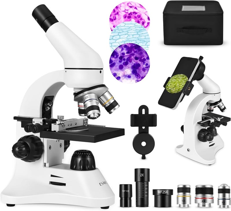 SAKO 40-2000X Microscope for Kids Students Adults, with Mechanical Stage, Carry Bag & Slides Set Metal Body Microscope for Science Education School Laboratory - Image 1