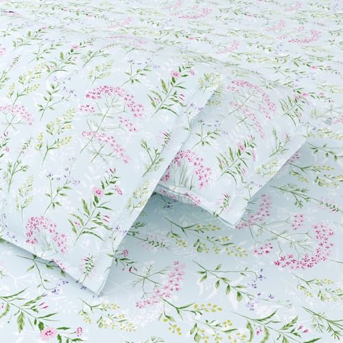 haus & kinder Bedsheet,100% Cotton Double Bed Sheet, 186 TC Pure Cotton Bedsheet for Queen Size Bed, with 2 Pillow Covers, (100 x 90 Inches) - Elegant Blooms - Image 3