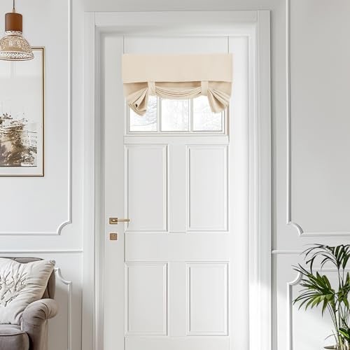 Vatge French Door Curtain - 1 Panel, W26 x L20, Light Beige, Window Treatment for Front Door Sidelight Curtains and Small Windows Covering for Classroom/Home - Image 1