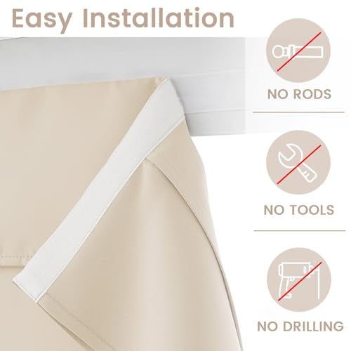 Vatge French Door Curtain - 1 Panel, W26 x L20, Light Beige, Window Treatment for Front Door Sidelight Curtains and Small Windows Covering for Classroom/Home - Image 2