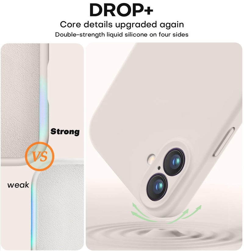 Vooii Compatible with iPhone 16 Plus Case, Liquid Silicone Upgrade [Camera Protection] [Soft Anti-Scratch Microfiber Lining] Shockproof Phone Case for iPhone 16 Plus 6.7 inch - Stone - Image 4
